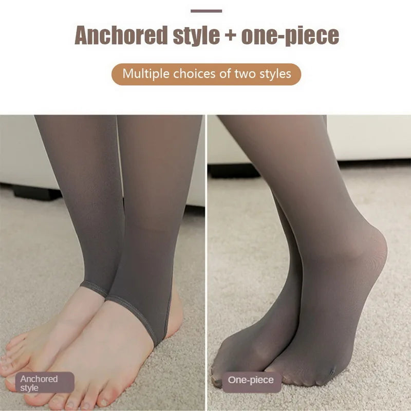 Thick Thermal Stockings Woman Warm Winter Sexy Translucent Velvet Tights Pantyhose Female High Waist Elastic Fleece Tights Women